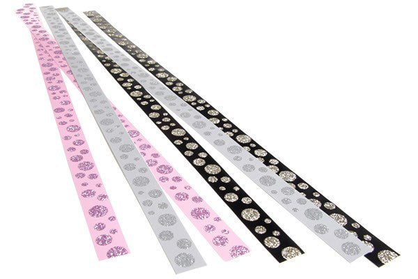Strimler selvklæbende pink/sort/sølv 15x420mm 6stk
