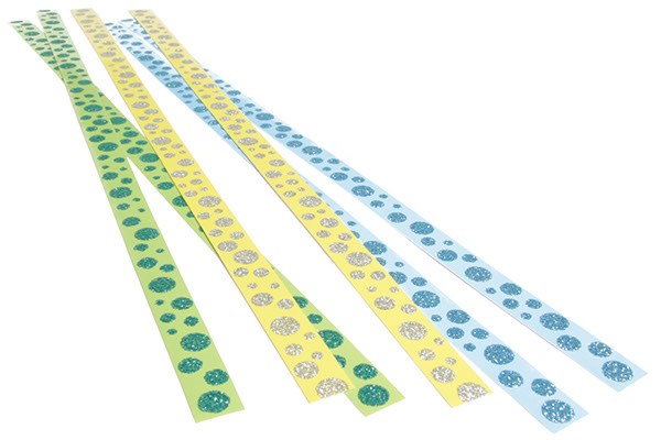 Strimler selvklæbende grøn/gul/blå 15x420mm 6stk