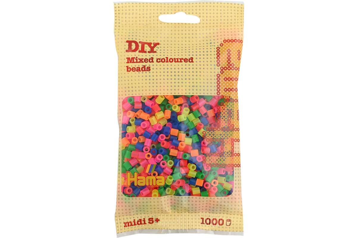 Hama midi perler 1000stk neon mix