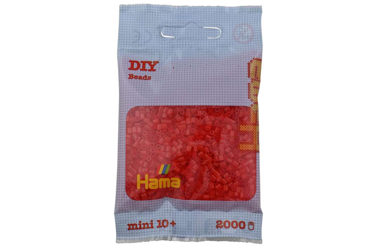 Hama mini perler 2000stk transp. rød