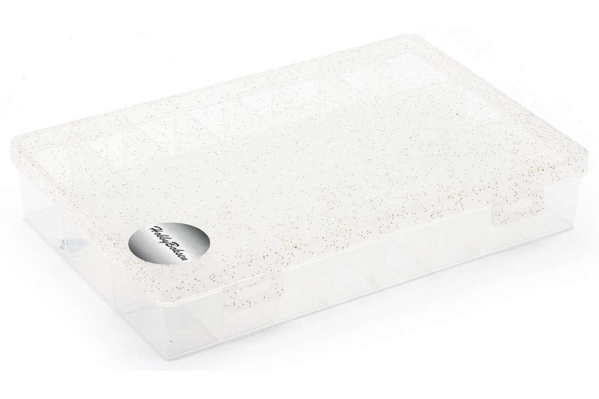 Opbevaringsboks 24 rum 19x12x3,5cm klar m/glimmer