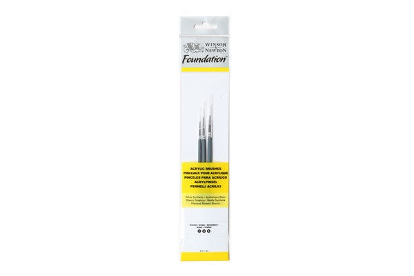 Foundation acrylic brush set 3pcs round ass.
