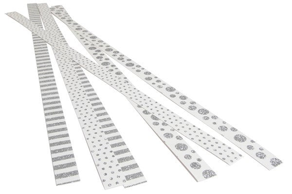 Strimler selvklæbende sølv motiver 15x420mm 6stk.