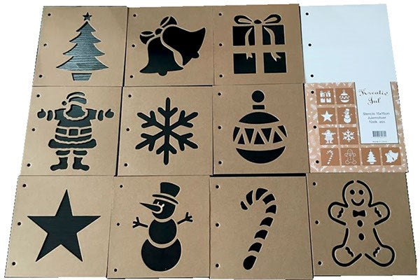 Stencils julemotiver 15x15cm 10stk. ass. 