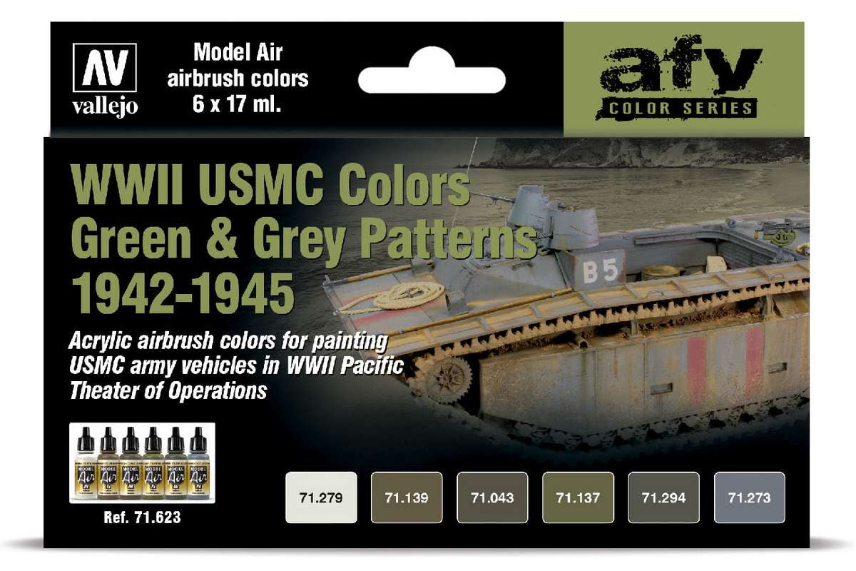 WWII USMC Colors green & grey patternes 1942-1945 