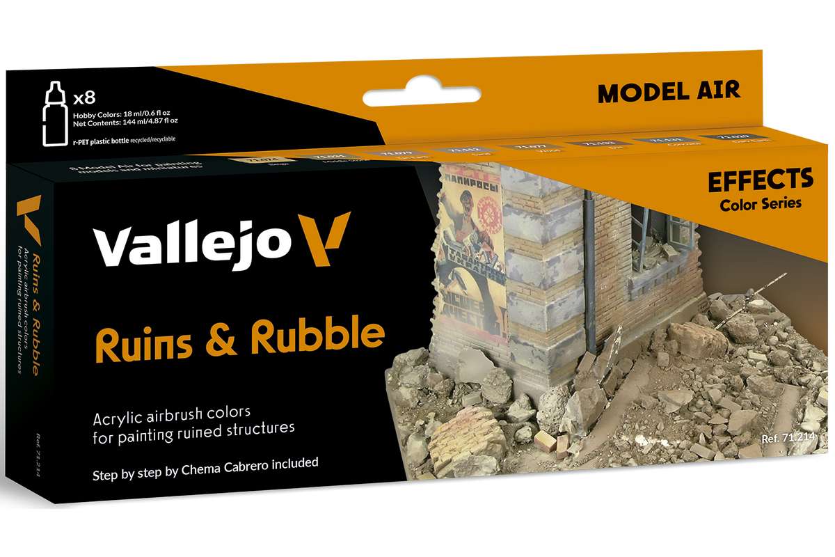 Model Air set Ruins & Rubble 8x18ml effects