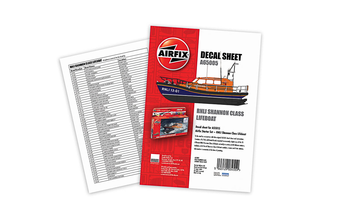 Decal Sheet - RNLI Shannon Class Lifeboat (A55015)