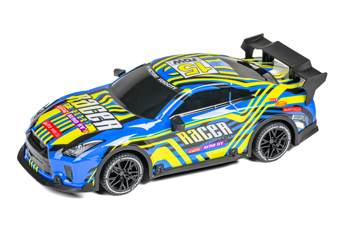 Racer R/C 1:18, 2,4GHz w/light & Try Me blue/yello