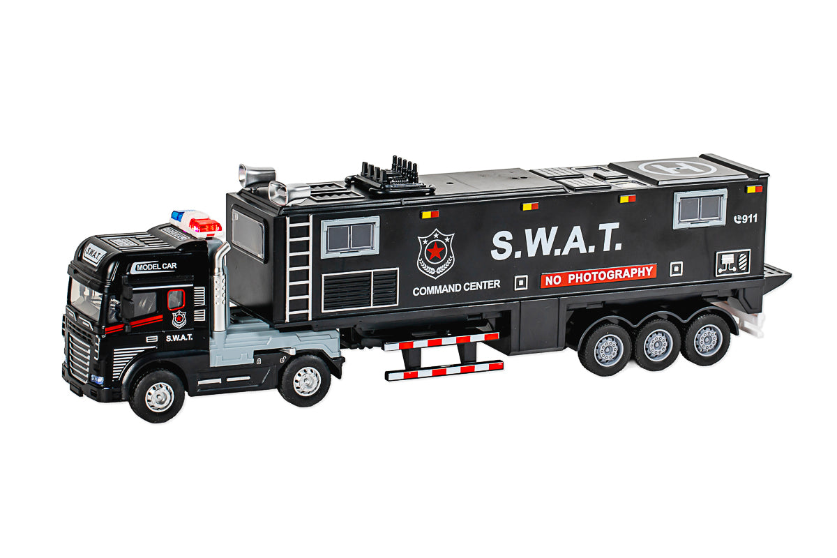 Die-cast S.W.A.T truck with trailer, light & sound