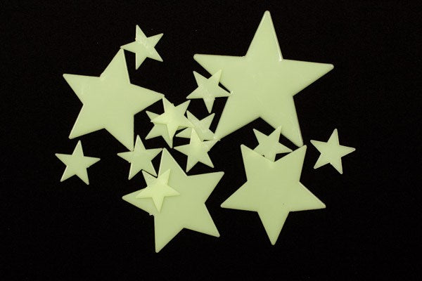 Glow-in-the-dark Stjerner 15stk. ass. i blister 