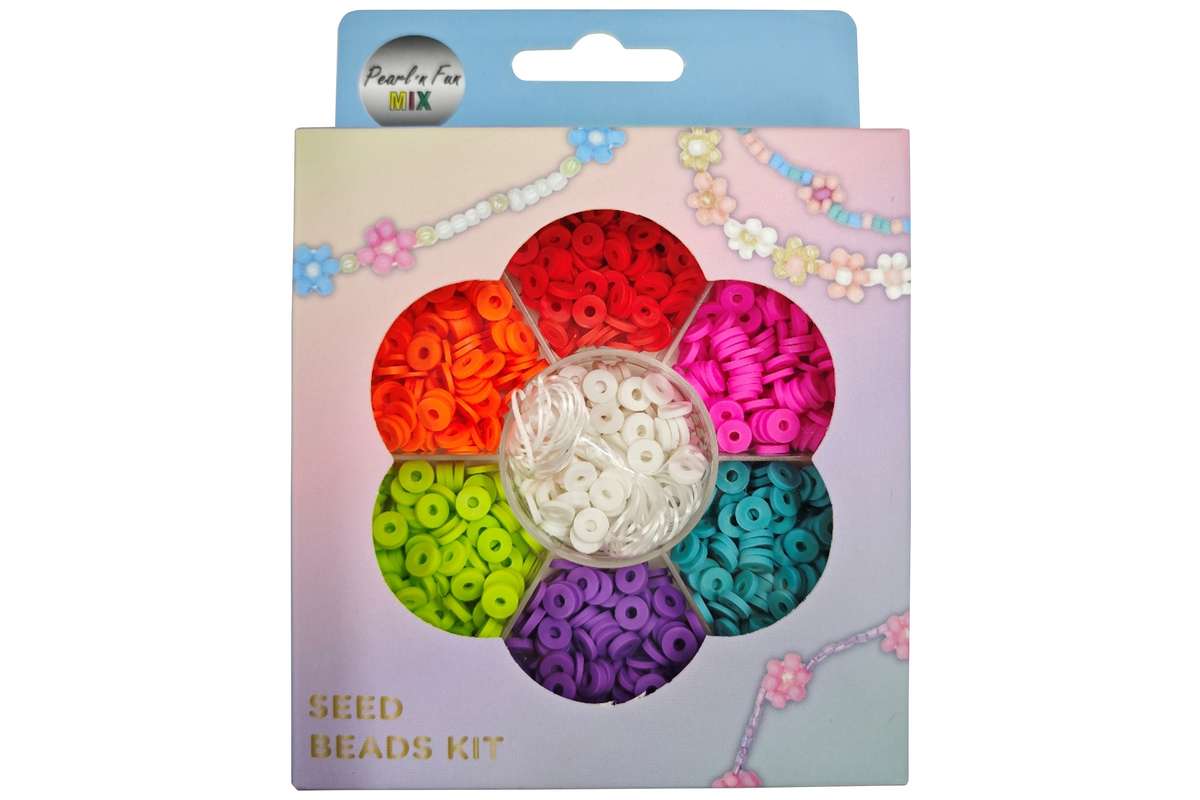 Heishi perlemix 40g multi + elastik, ophængsæske
