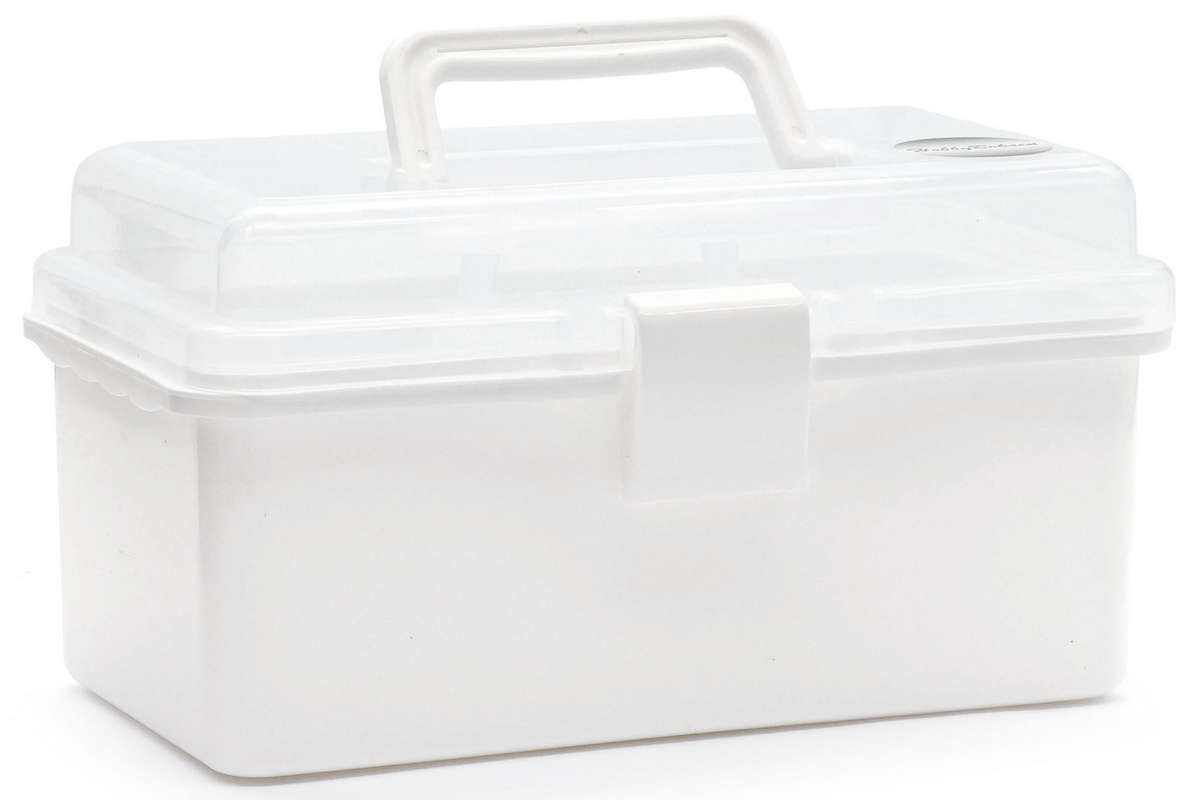 Opbevaringsboks m/indsats 20x10x10cm hvid/klar