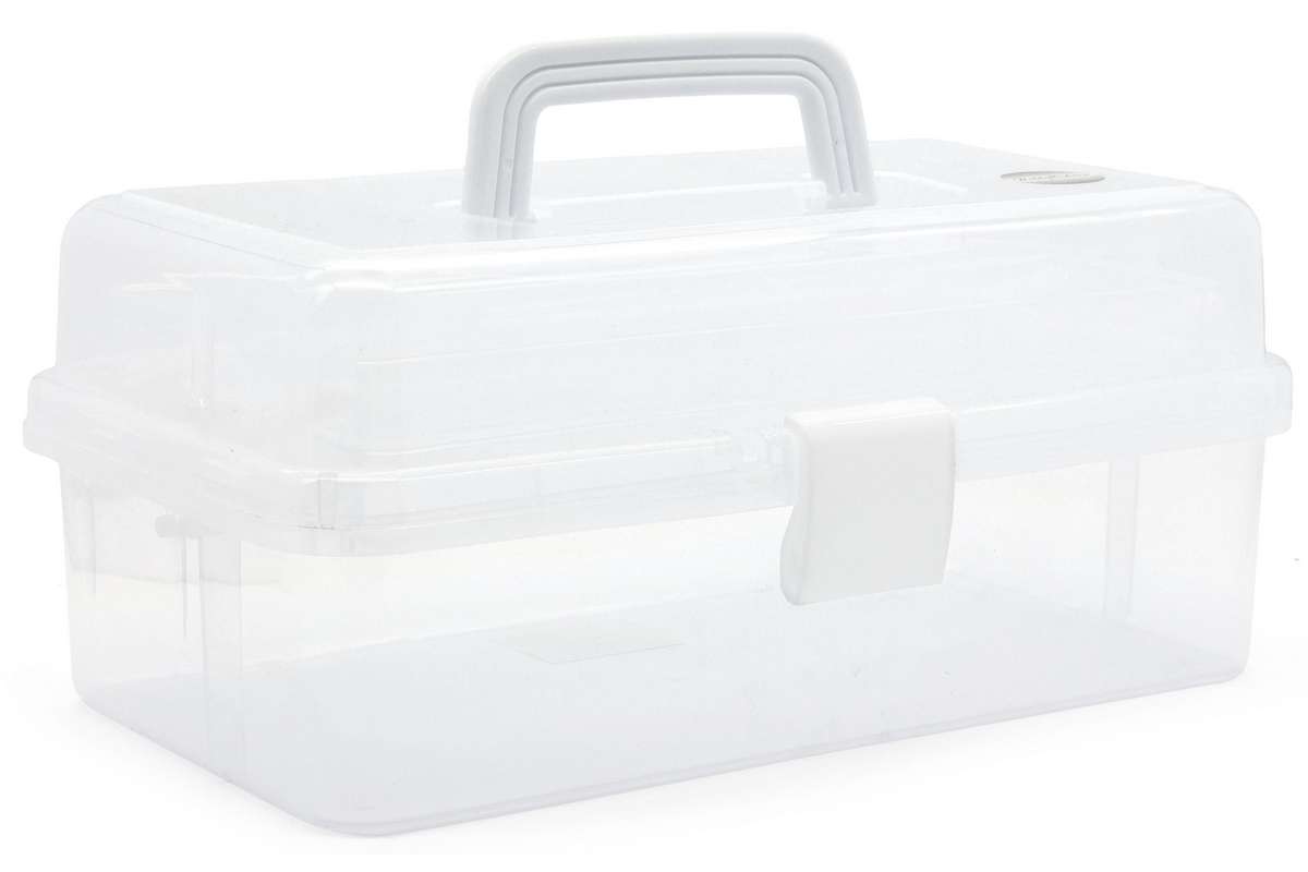 Opbevaringsboks m/2 hylder 31x14,2x17,5cm, klar