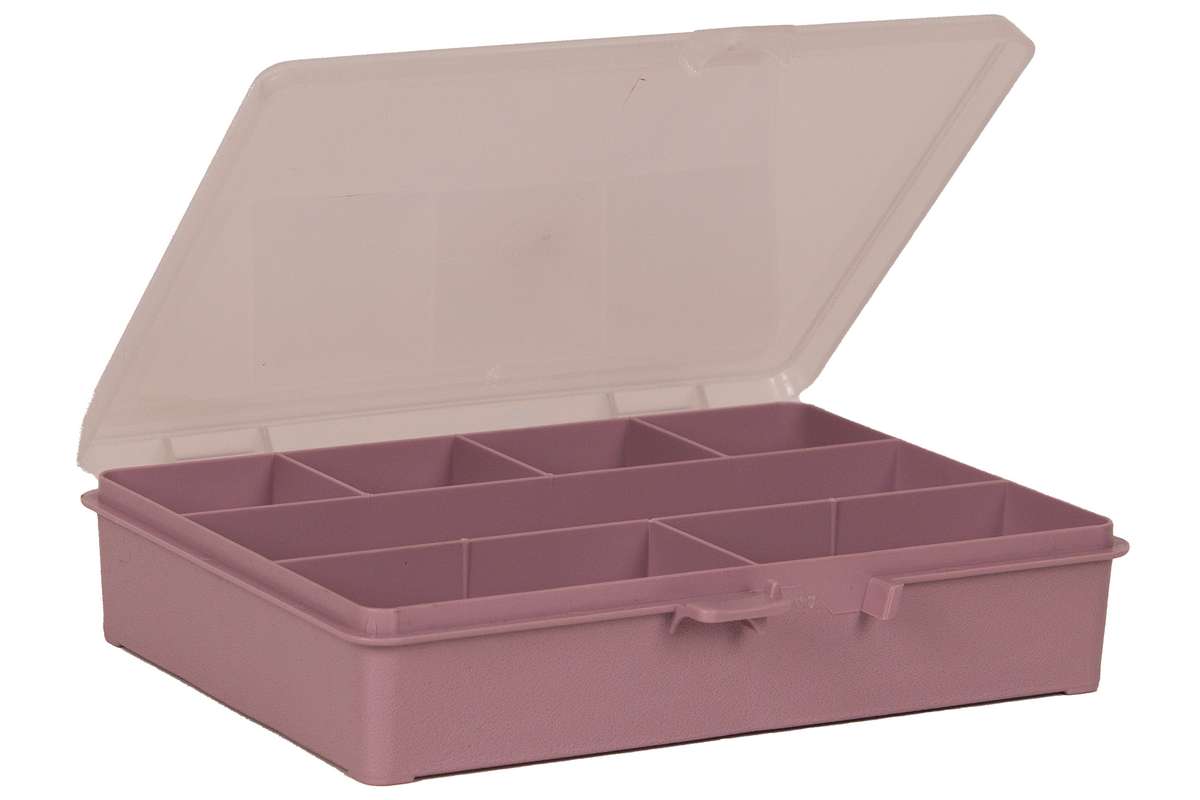 Opbevaringsboks m/7 rum 4x17,9x15,1cm, mørk rosa