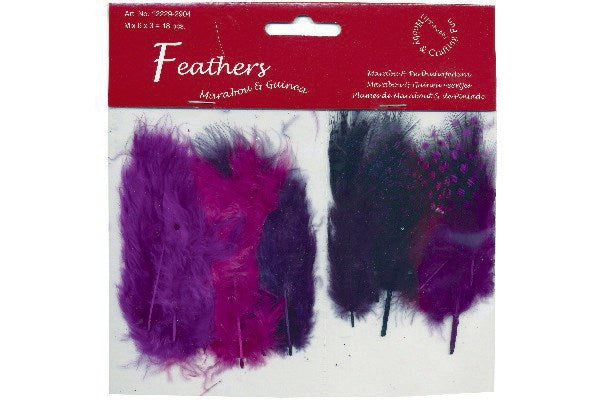 Fjer marabou mix 18stk lilla nuancer