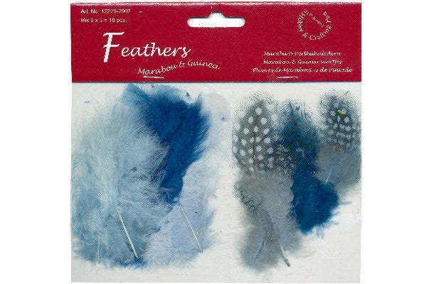 Fjer marabou mix 18stk petroleum nuancer