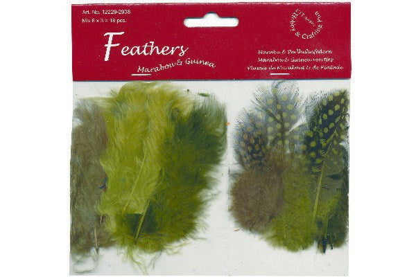Fjer marabou mix 18stk grønne nuancer