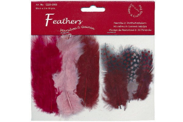 Fjer marabou mix 18stk bordeaux nuancer