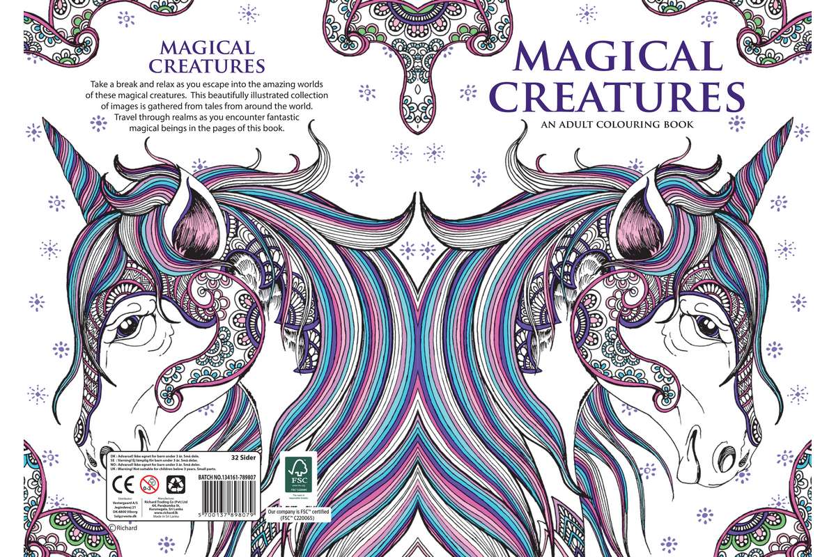 Malebog A4 Magical Creatures 32 sider