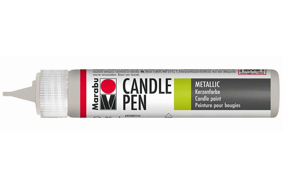 Candle pen metallic sølv 25ml