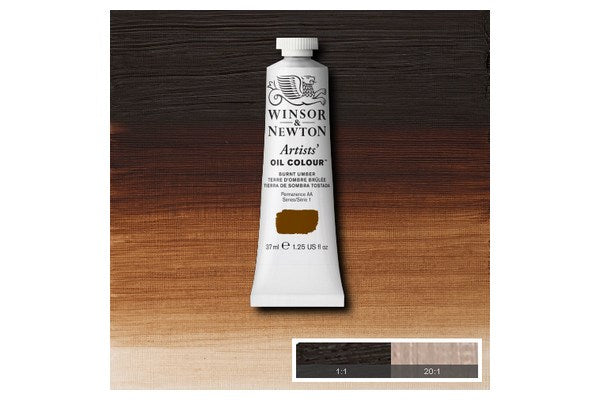 Artists oil colour 37ml burnt umber row