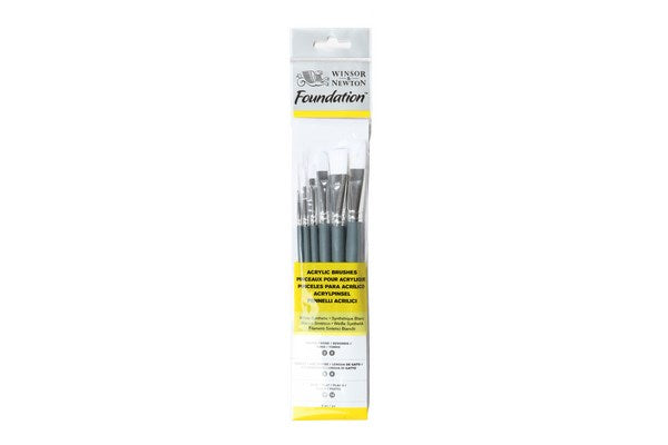 Foundation acrylic short brush pack 6pcs ass.