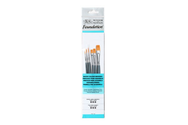 Foundation water colour short brush pack 6pcs ass.