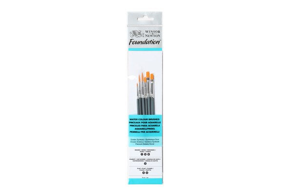 Foundation water colour short brush pack 6pcs ass.