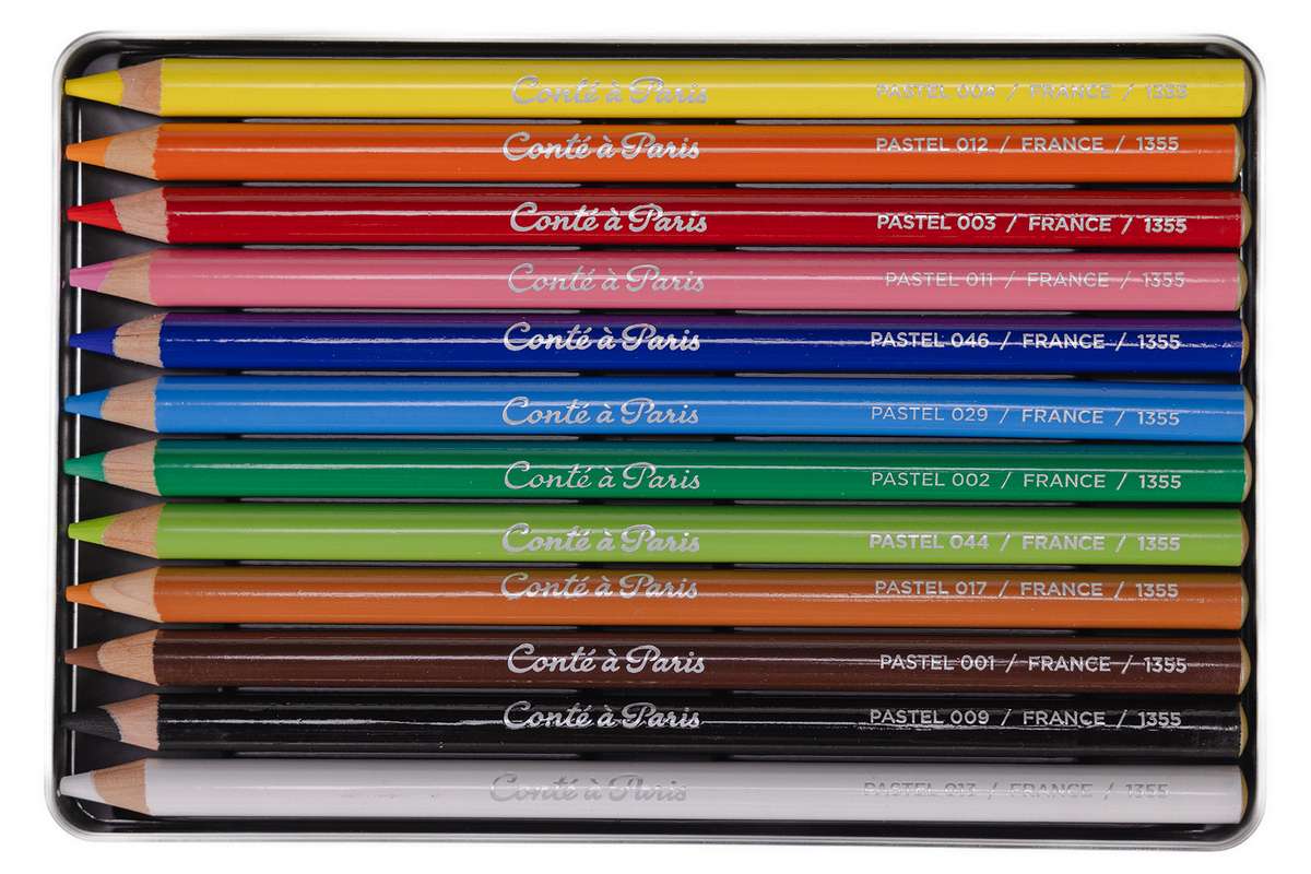 Pastel pencils set 12pcs ass in metal box  