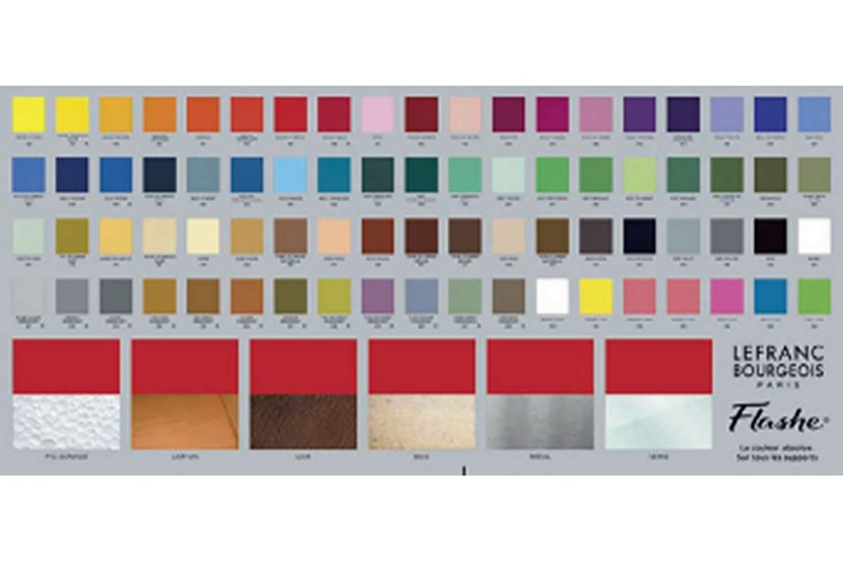 Flashe acrylic colour chart hand painted