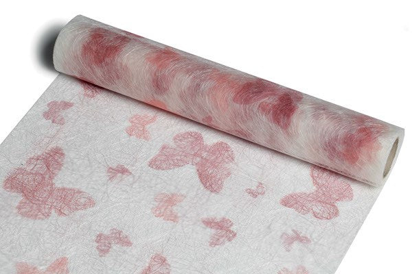 Dekorationsvæv  m/sommerfugle pink 30cmx5m